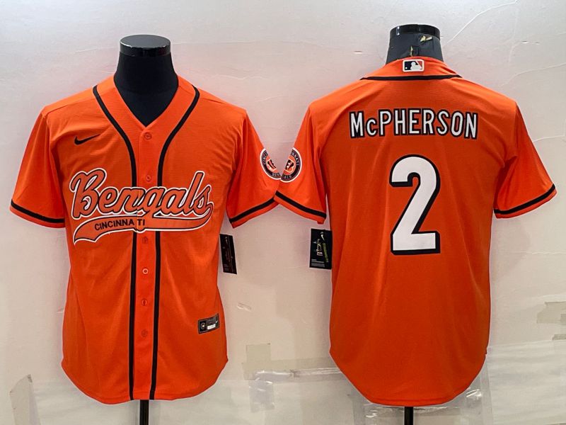 Men Cincinnati Bengals #2 Mcpherson Orange 2022 Nike Co branded NFL Jersey->denver broncos->NFL Jersey
